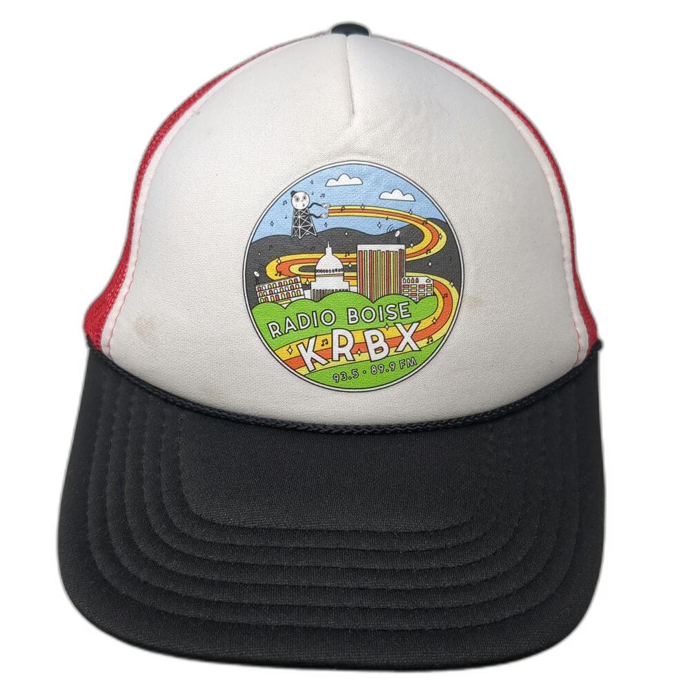 Otto Radio Boise KRBX Trucker Hat One Size White Red Black Mesh Snapback FM